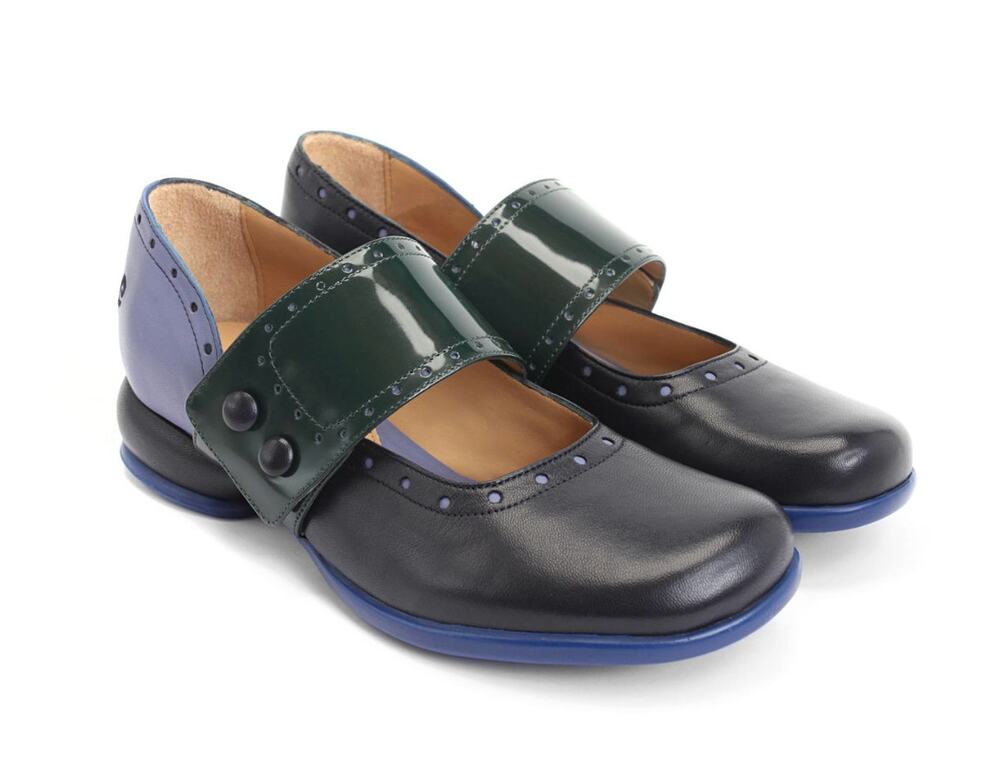 John Fluevog Blue Green Cleo Fellowship Buttoned Mary Jane Heels Size 11.5